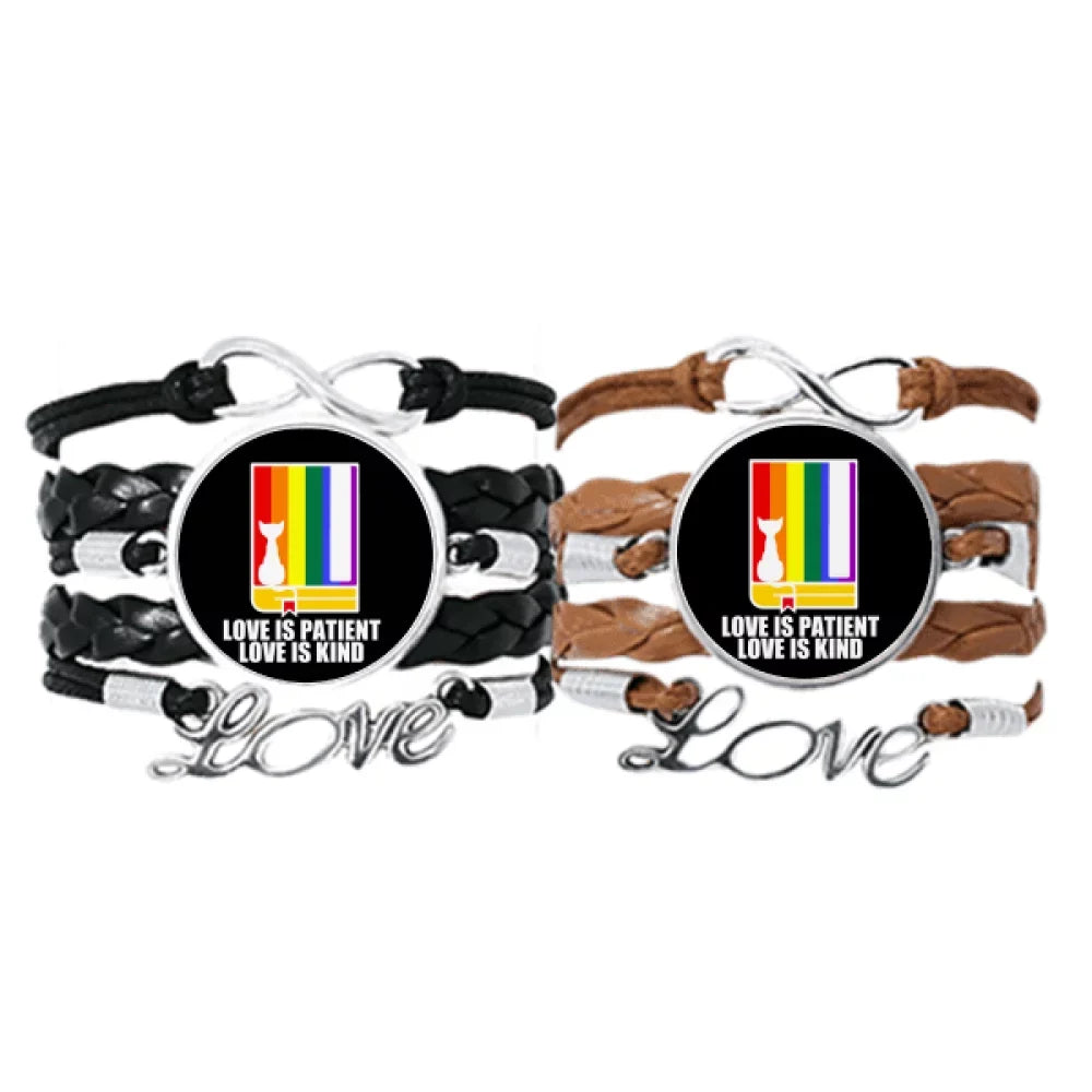 Kind Wristband Hand Double Bracelet Set Strap Patient Is Leather Rope Love Is Love