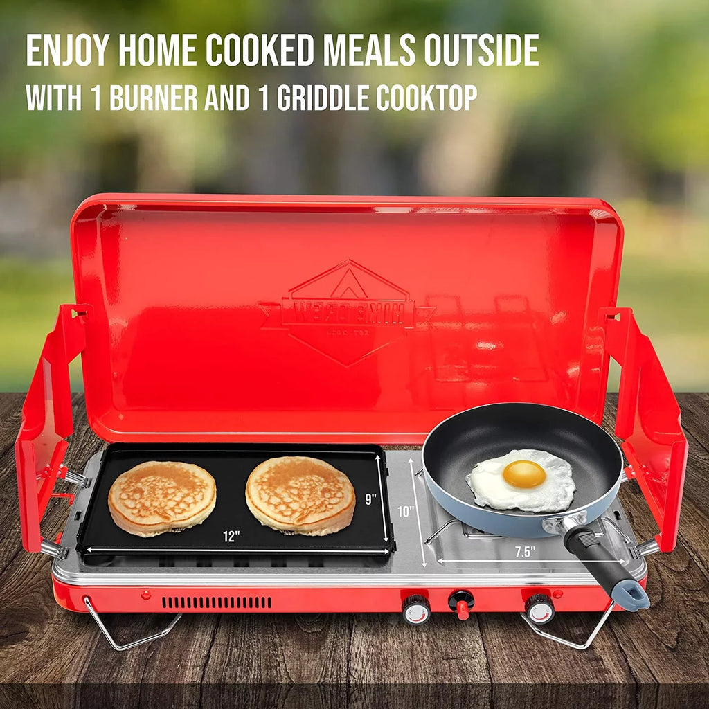 Hike Gas Camping Portable Crew, 2 2in1 Grill/Stove, Burners Propane Stove,