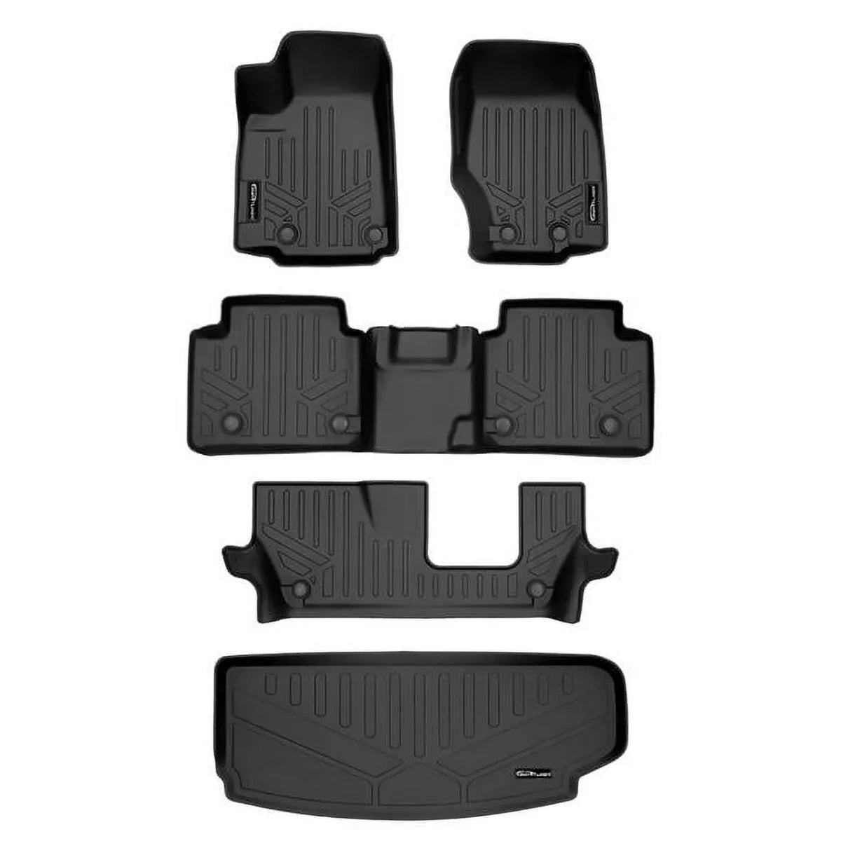 Grand 3 3rd Row Cherokee Smartliner for Set 2021-2023 Mat All Row Liner Cargo Behind climate Liner Jeep Black & Black Custom L, Floor SA0568-B0568-C0568-E0568 the Fit