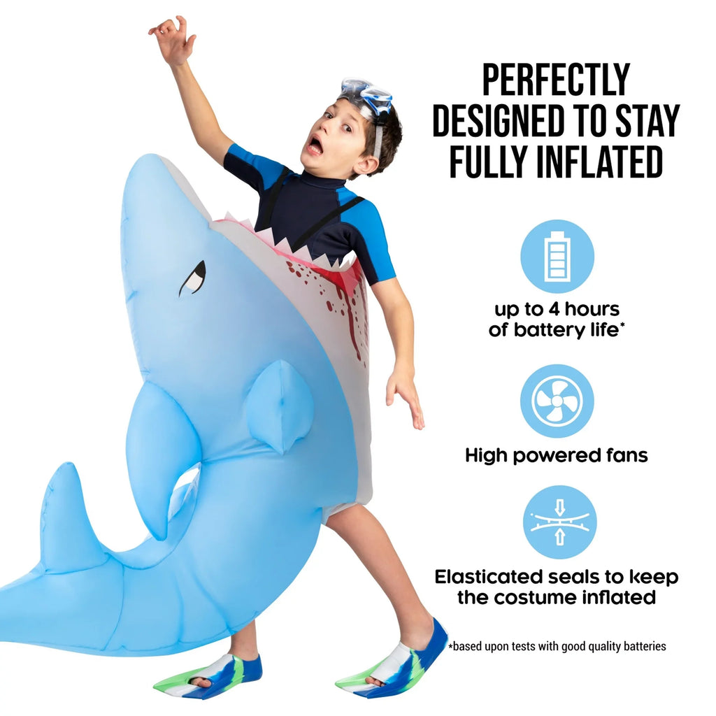 Halloween Girl One Blow Shark Up Fish Blue Morph Attack Halloween dimension Boy Costume Inflatable Kids