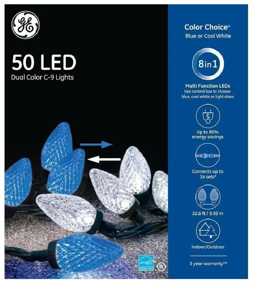Lights GE White ft C-9 Color Color Dual Multi 32.6 Choice Function LED Blue/Cool 50