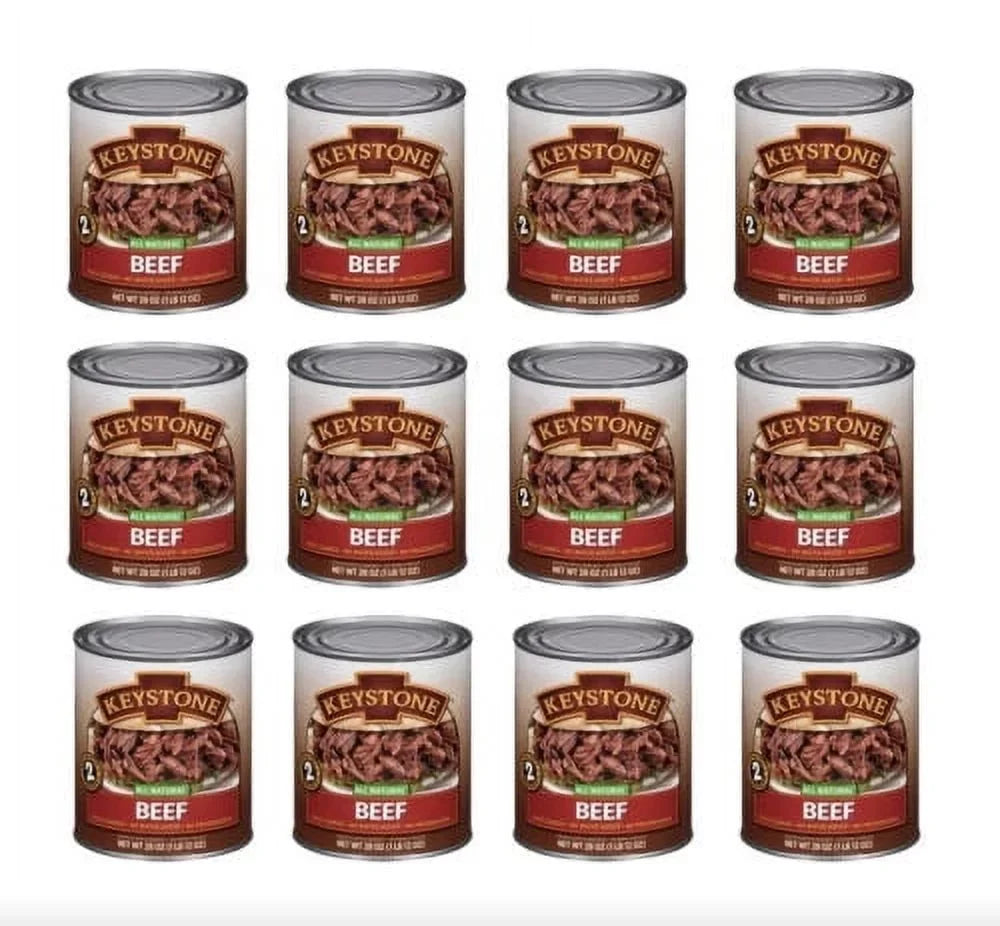 Meats Keystone Beef Ounce ✅ Cans All Emergency 28 Pack) Life Canned Food Camping Shelf ✅ (12 Long Natural