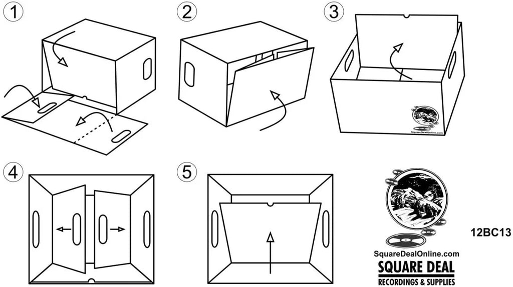 '- or Records Box 12" Cardboard - Record to Lid Discs Set #12BC13 - Vinyl Removable Holds 90 Boxes 10 Laser Storage up with Sturdy of