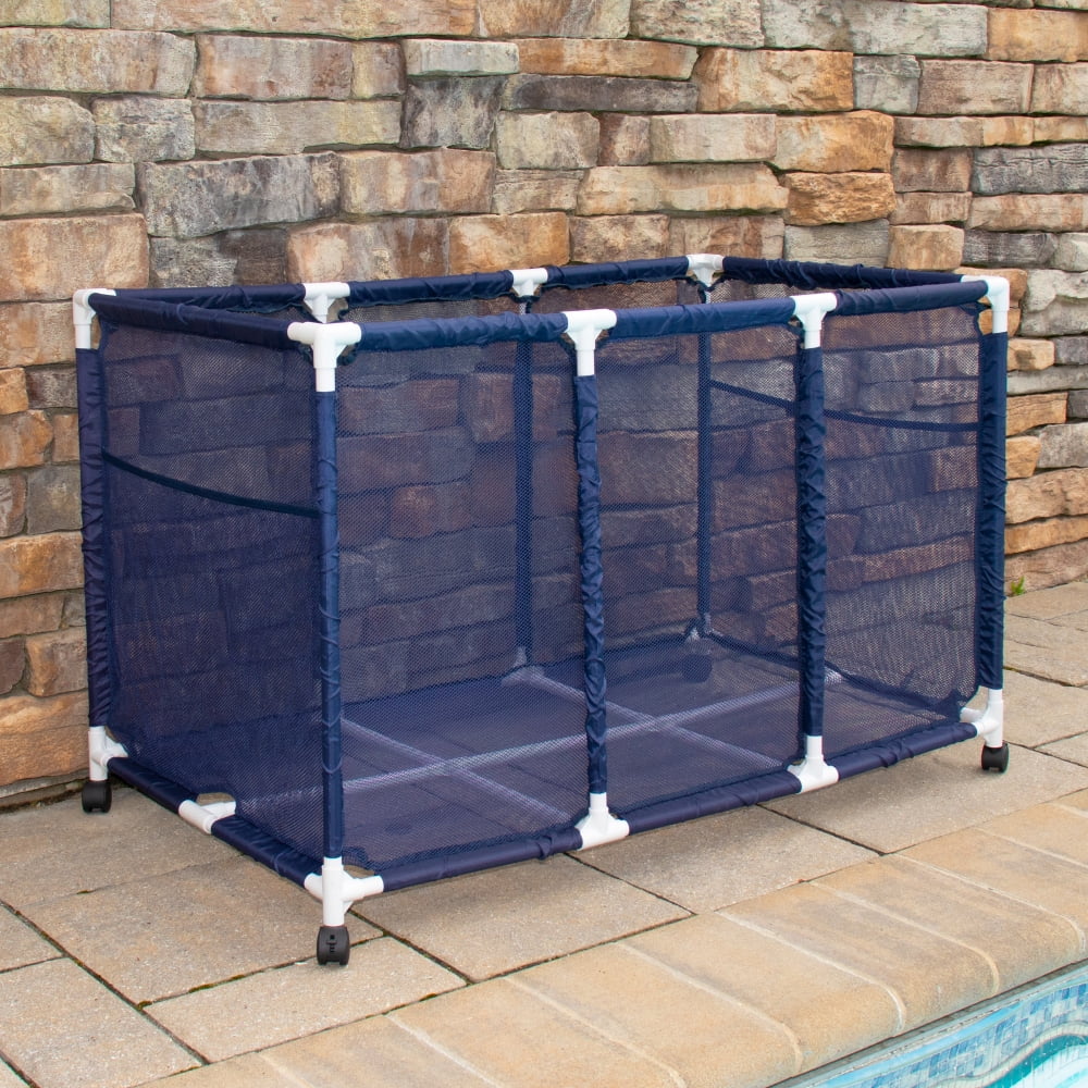 Kids Rolling H), Pool / Floats Toys, Organizer 25" x 28" Balls Storage Height, Noodles and Mesh Bin, 563009 L (43" Equipment design Large, W Blue x White Holder,