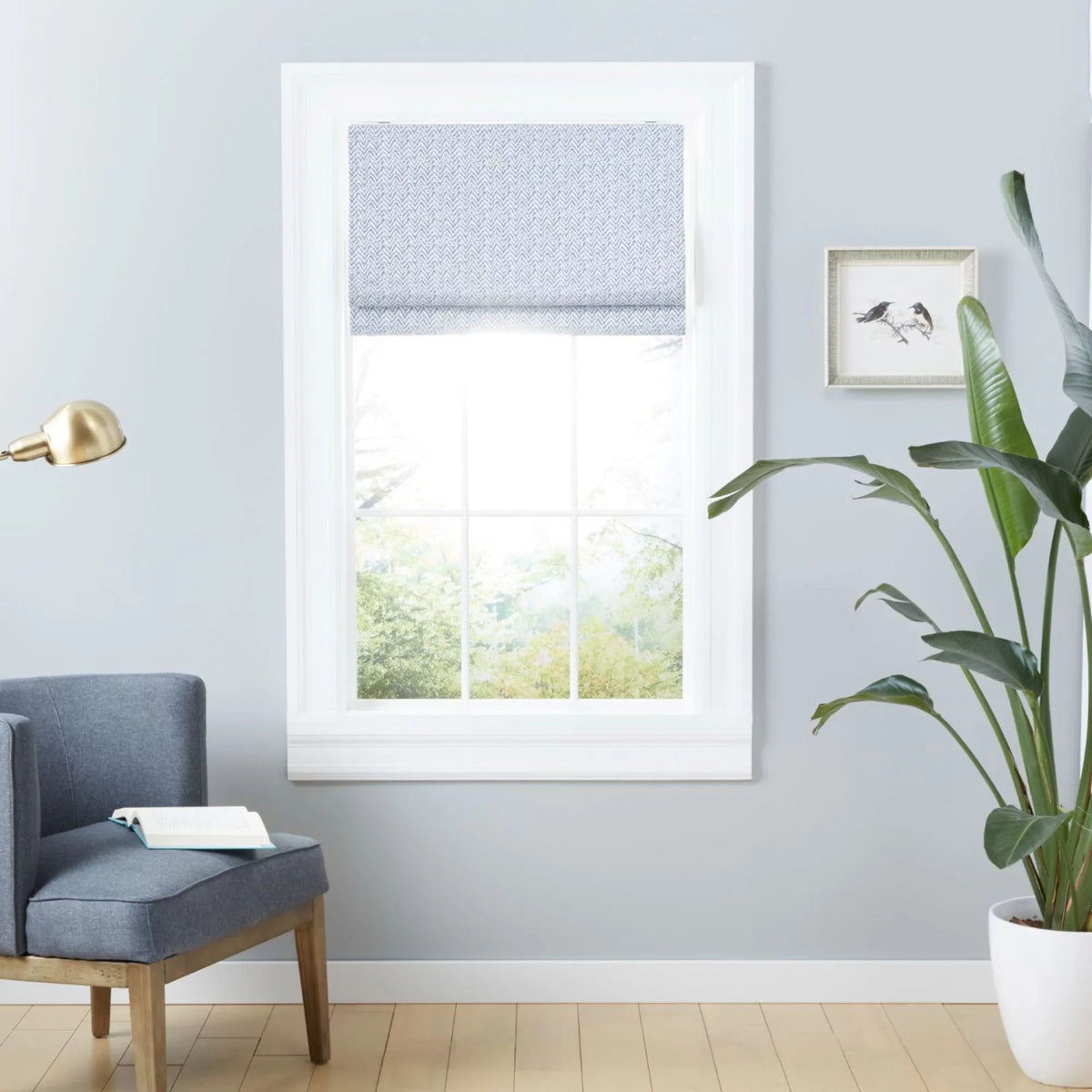Total Esme Exclusive Blackout Shade, Roman 27"x64", Blue Slate Home