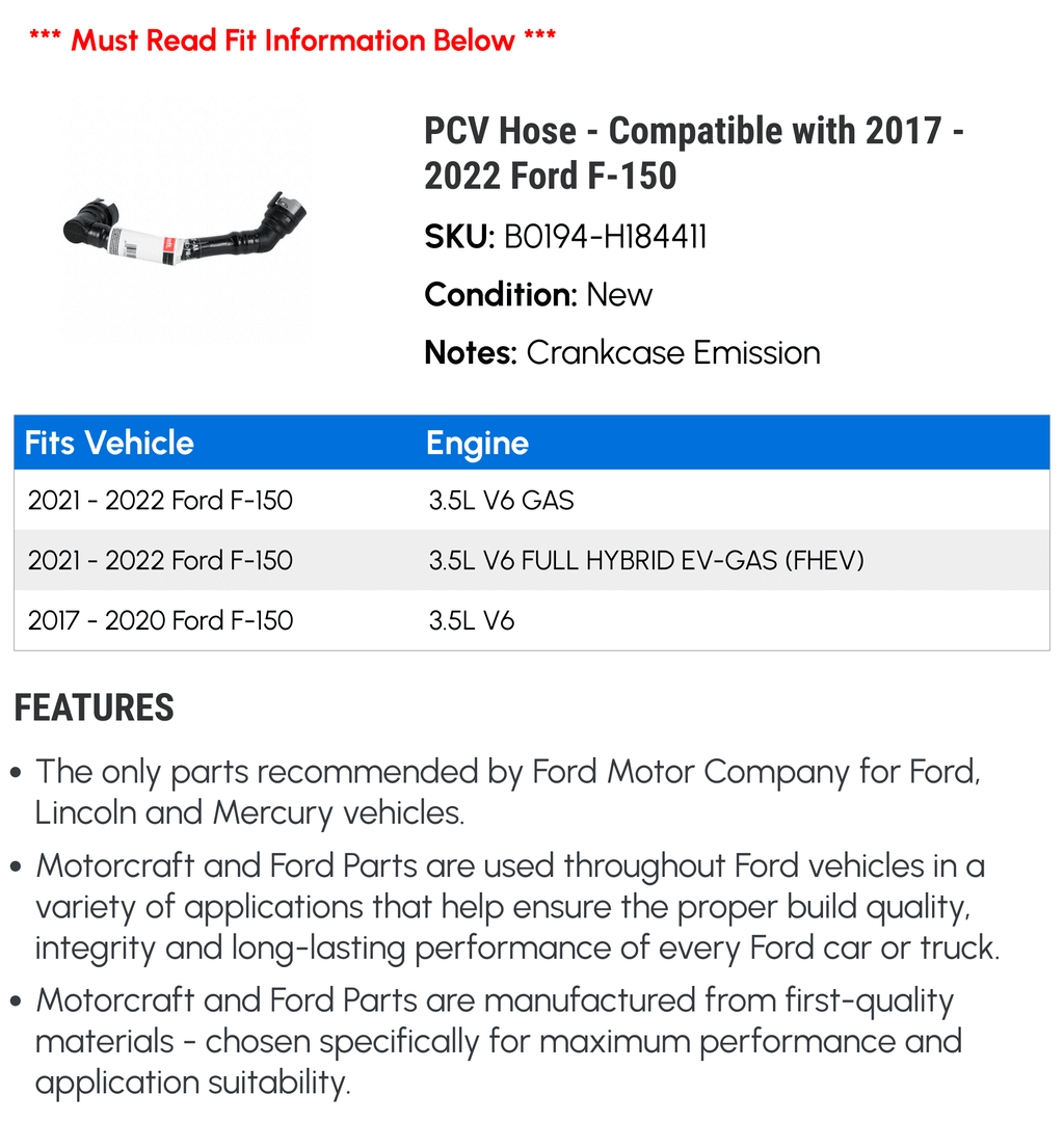 2021 PCV - with - 2017 2022 F-150 Compatible 2020 Hose 2019 2018