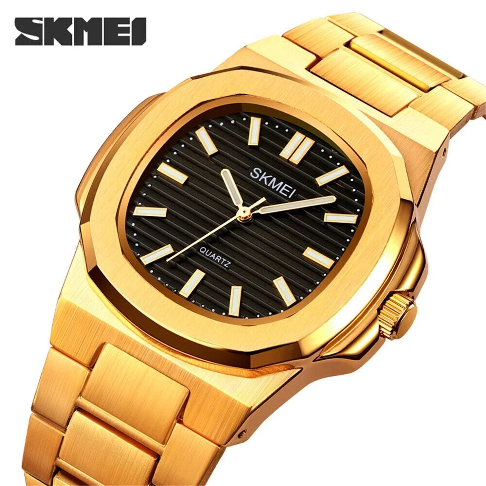 Men Wristwatch Male Luxury Gift Gold Quartz For Steel Business Watch