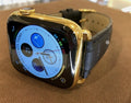 Series 45mm Leather 9 Gold 24k Band iWatch Steel Custom Stainless Black