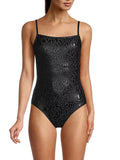 BLACK Swimsuit, One-Piece US DKNY Small Leopard-Print
