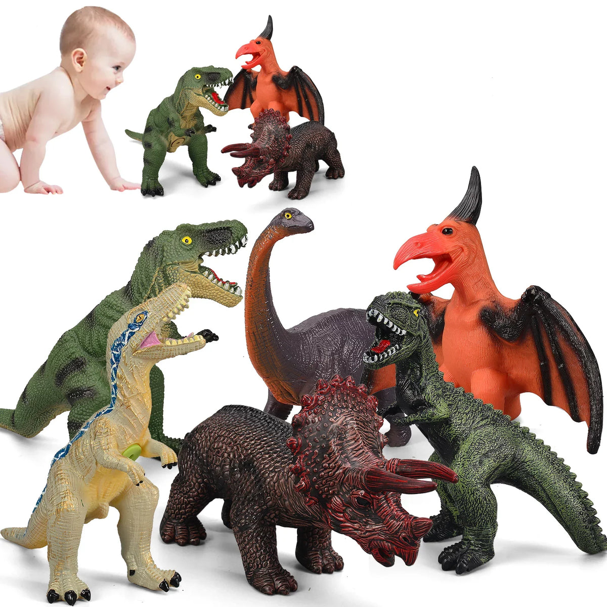 Birthday T-Rex, for 13-17 Soft Lovers Kids Dinosaur Dinosaur Perfect Gifts Inches and Dinosaur Jumbo - Large for Toddlers, Party Set 6 Toys Velociraptor Dinosaur Blue Toys Piece Favors,