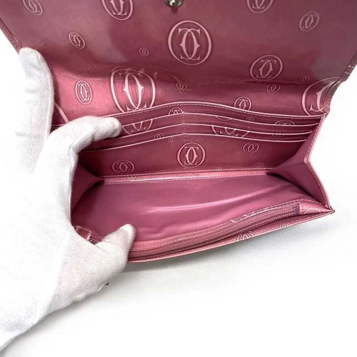 2C Birthday Pre-Owned Wallet Bifold Happy Ladies L3000951 Long Cartier (Fair) Pink Motif Leather