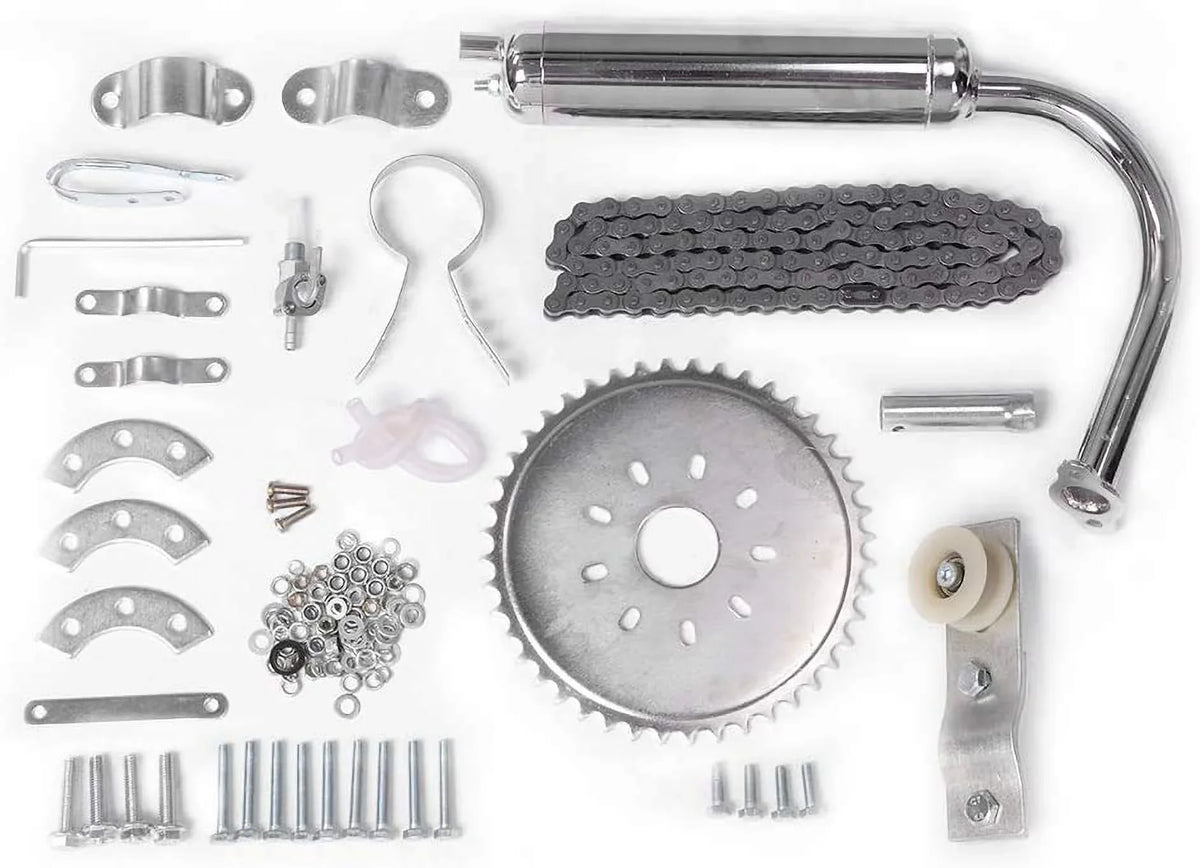 Kit, 53cc Petrol Motor for Bicycle Motorized Motor 26-28" Engine Super Motor Gasoline with 4-Stroke Refit Kit PEXMOR Bike Bicycle Conversion Cycle V-Frame Set Bikes Kit, Gas Fuel-efficient Bike