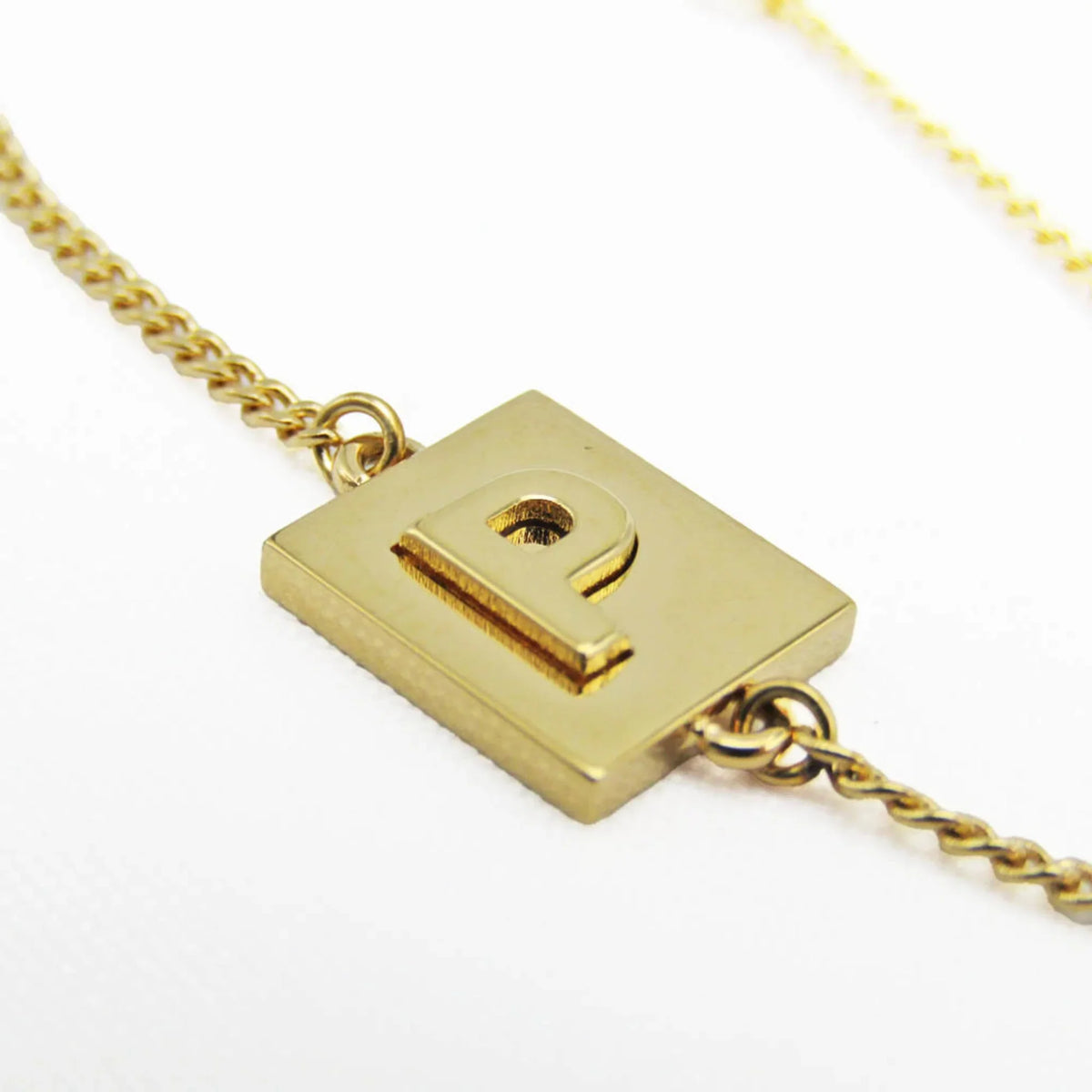 (Good) Celine Metal Pre-Owned Stone Alphabet No 46B0 Gold 6BRA P Bracelet Charm