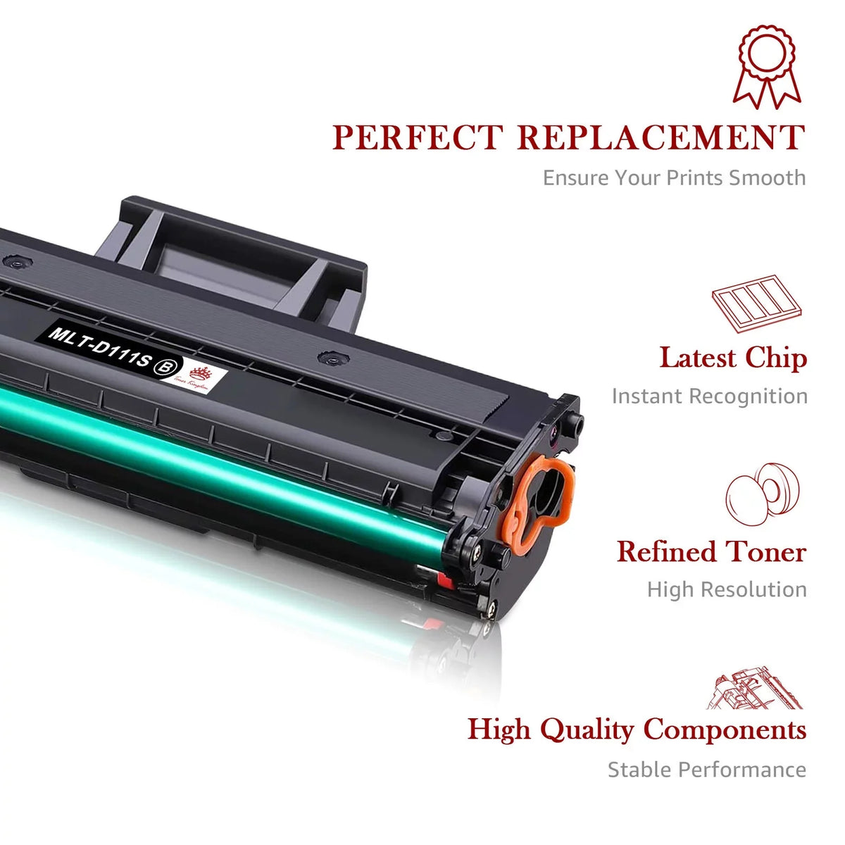 for Xpress M2020W M2024 Compatible Replacement Toner Tonerkingdom M2026W M2070W Chip Cartridge M2070F Ink SL-M2020 M2070FW MLT-D111S With 2-Pack Printer (Black) M2022W