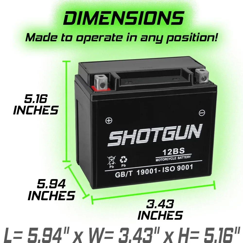 Battery Motorsports Shotgun YTX12-BS with Suzuki GSX-R1000 Compatible
