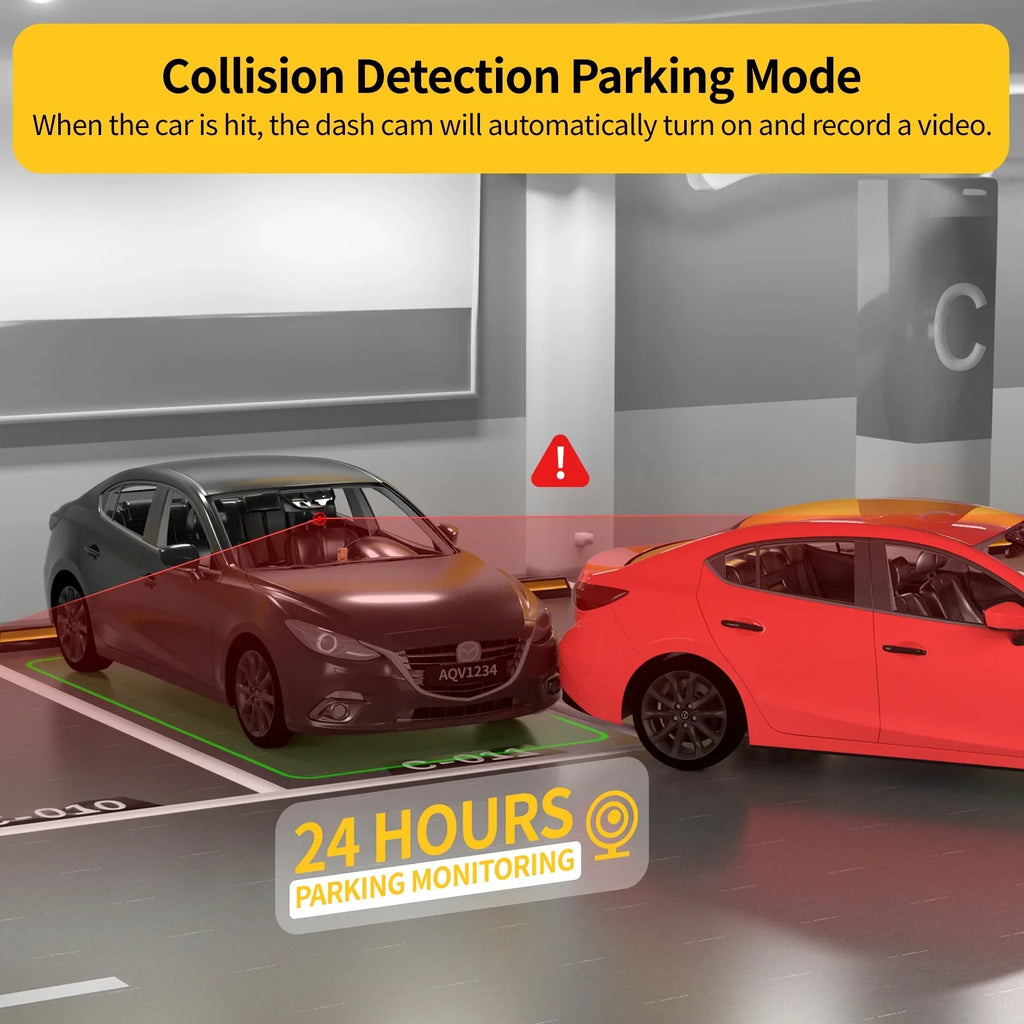 to128GB Inside Rear and Monitoring, Car AQV Front G-Sensor, Night Reverse Infrared DashCam Camera, Parking 3 WDR,up Vision, Channel 2K +1080P+1080P Camera with Loop Recording, ZD60
