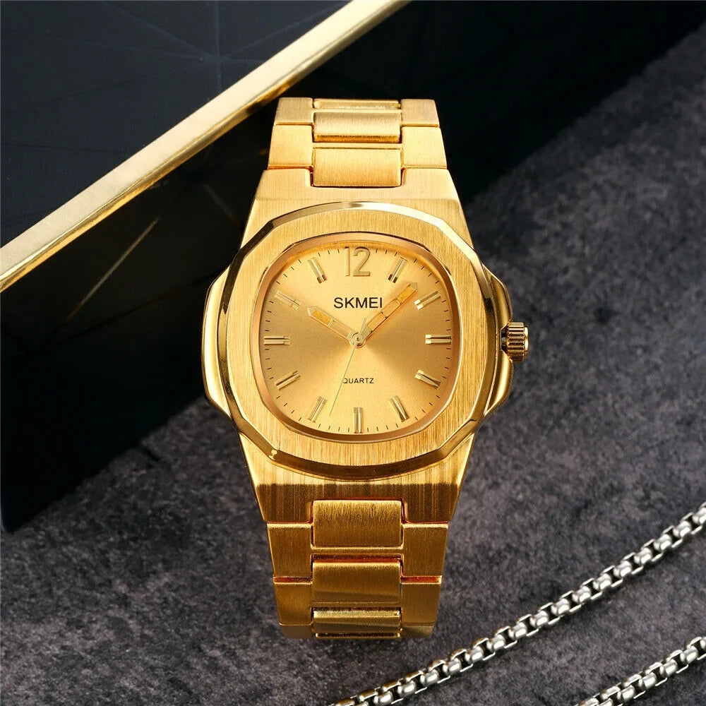 Men Wristwatch Male Luxury Gift Gold Quartz For Steel Business Watch