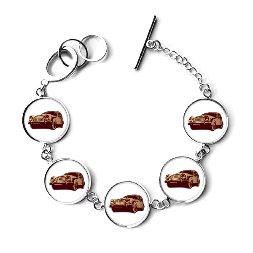 Chain Outline Deep Charm Pattern Jewelry Bracelet Cars Red Bangle Classic