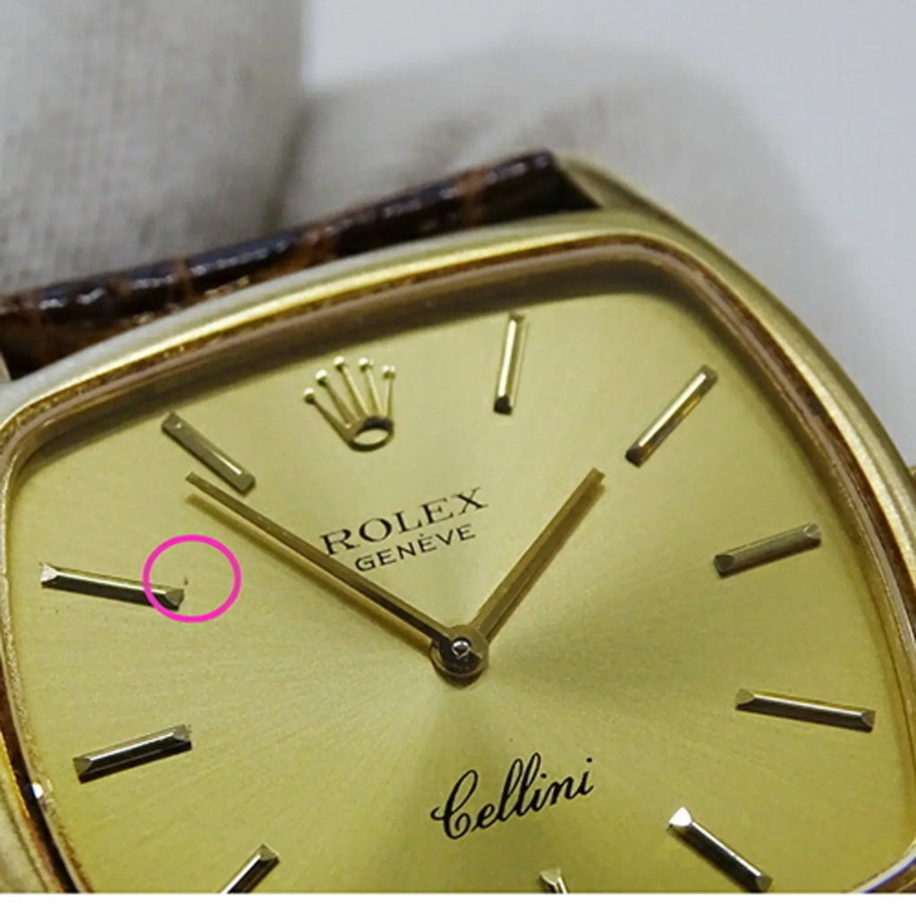 watch Authenticated Used winding gold Cal.1600 hand brown 750YG men's 3805 leather polished Cellini
