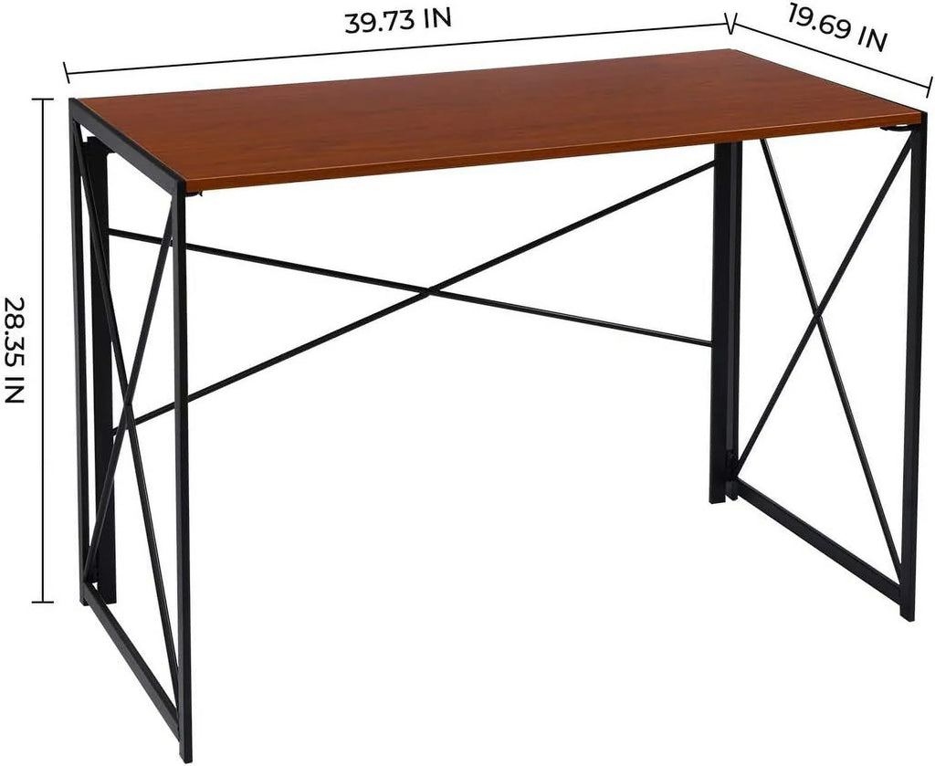 For Laptop Table Study Desk Brown Frame… Computer Folding Desk Simple Writing Modern Office Black Industrial Home Notebook Walnut Desktop Desk
