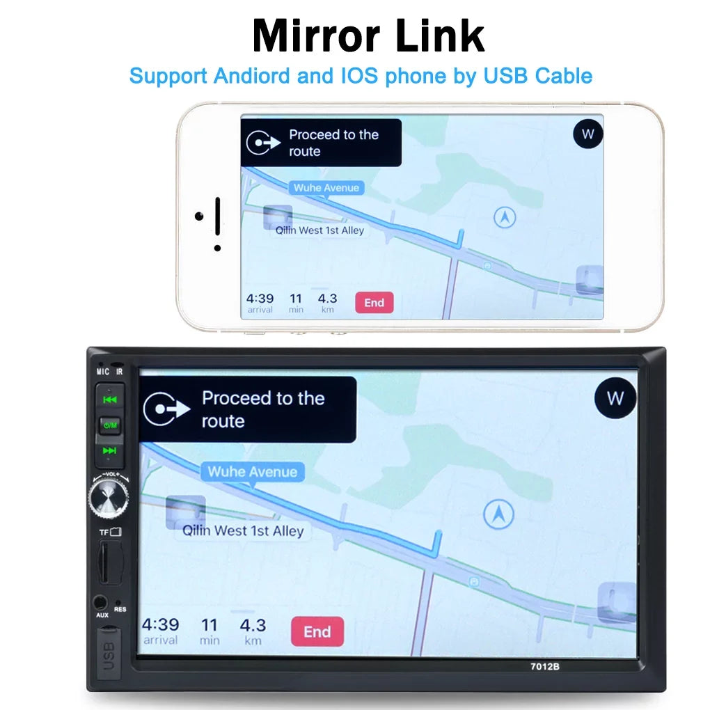 Support Camera 7" and Link(Both Mirror Radio ios Bluetooth Double with Stereo Car Din Car Screen System) HD Touch Android And Reverse