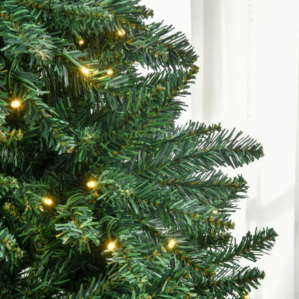 Lights Branches, Tips Christmas Douglas White Full and HOMCOM with 7ft Pre-Lit Warm Fir Tree 700 2154 LED Realistic Artificial
