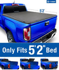 / Tri-fold Soft Tonneau TG-BC3C1039 | Truck Compatible GMC Tyger Chevy Vinyl Cover Colorado Bed T3 | Canyon 5'2" Bed | with 2015-2023 Auto