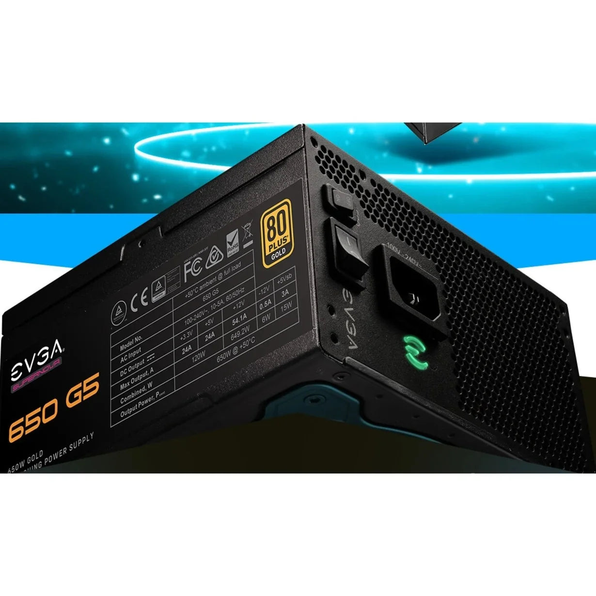 EVGA 150mm 650 ON Plus Fan, 80 Power Compact G5, Eco FDB with Includes Year Tester, Warranty, Gold 650W, 220-G5-0650-X1 Modular, Fully 10 Mode SuperNOVA Power Self Supply dimension,