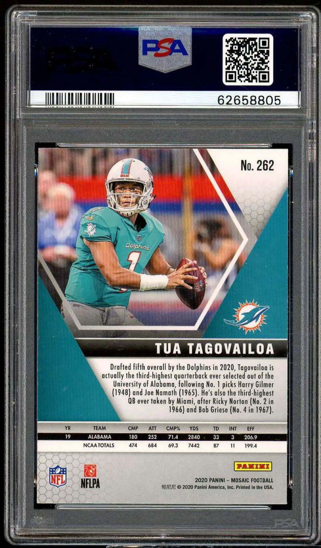 9 PSA Card Tua #262 Rookie Mosaic Panini 2020 Tagovailoa