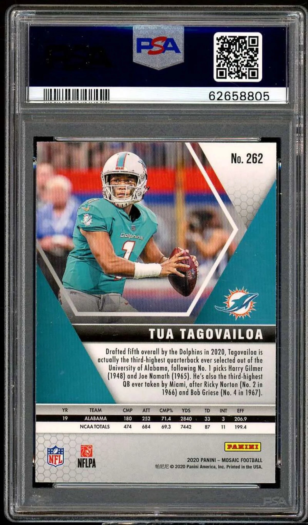 9 PSA Card Tua #262 Rookie Mosaic Panini 2020 Tagovailoa