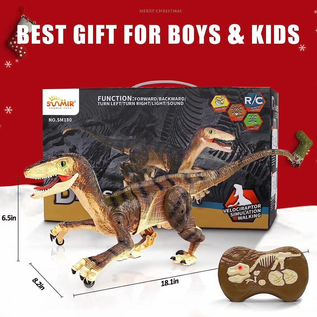 Age Old for Girls JBee Toy Gifts with Brown Toys and Dinosaur 3-5, Lights RC Robot Remote Boys Boys 5-7, Kids Ctrl for T-Rex Dinosaur 8-12 Years Walking Control - Sounds