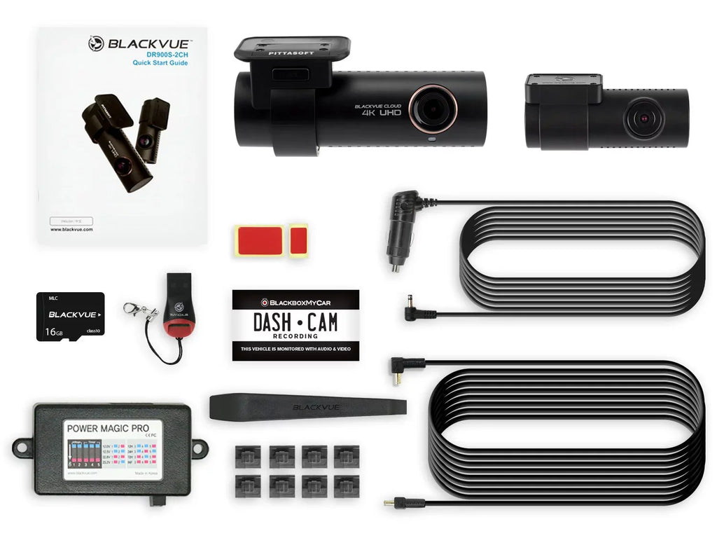 Pro Card Hardwire Kit | SD 2-Channel DR900S-2CH | Magic 16GB 4K with Power Blackvue Dashcam
