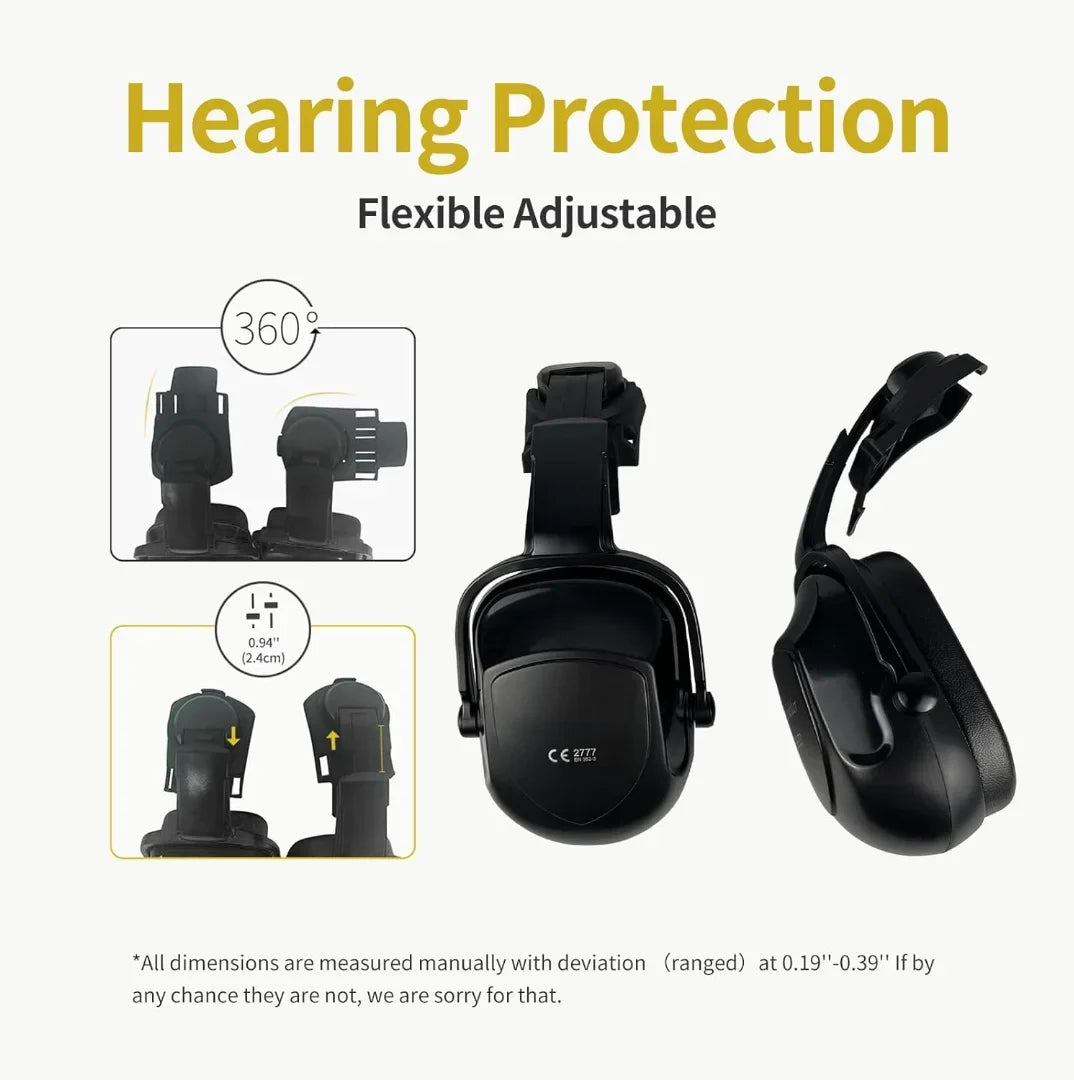Industrial Protection Safety with Vented Head Construction Visor Helmet Muffs Approved Work Visor Z89.1(Black) OSHA Certified Ear Hardhats Hat with ANSI/ISEA Hard