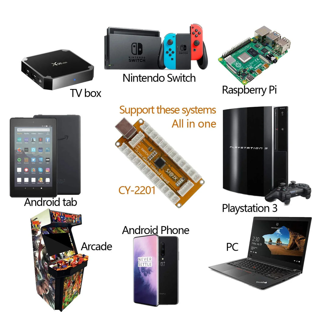 MAME Gamepad Encoder for 8way Game Controller Cherry SJ@JX Switch Raspberry PS3 Arcade Joystick Button Player Retropie 2 Pi PC Microswitch Nintendo MX USB