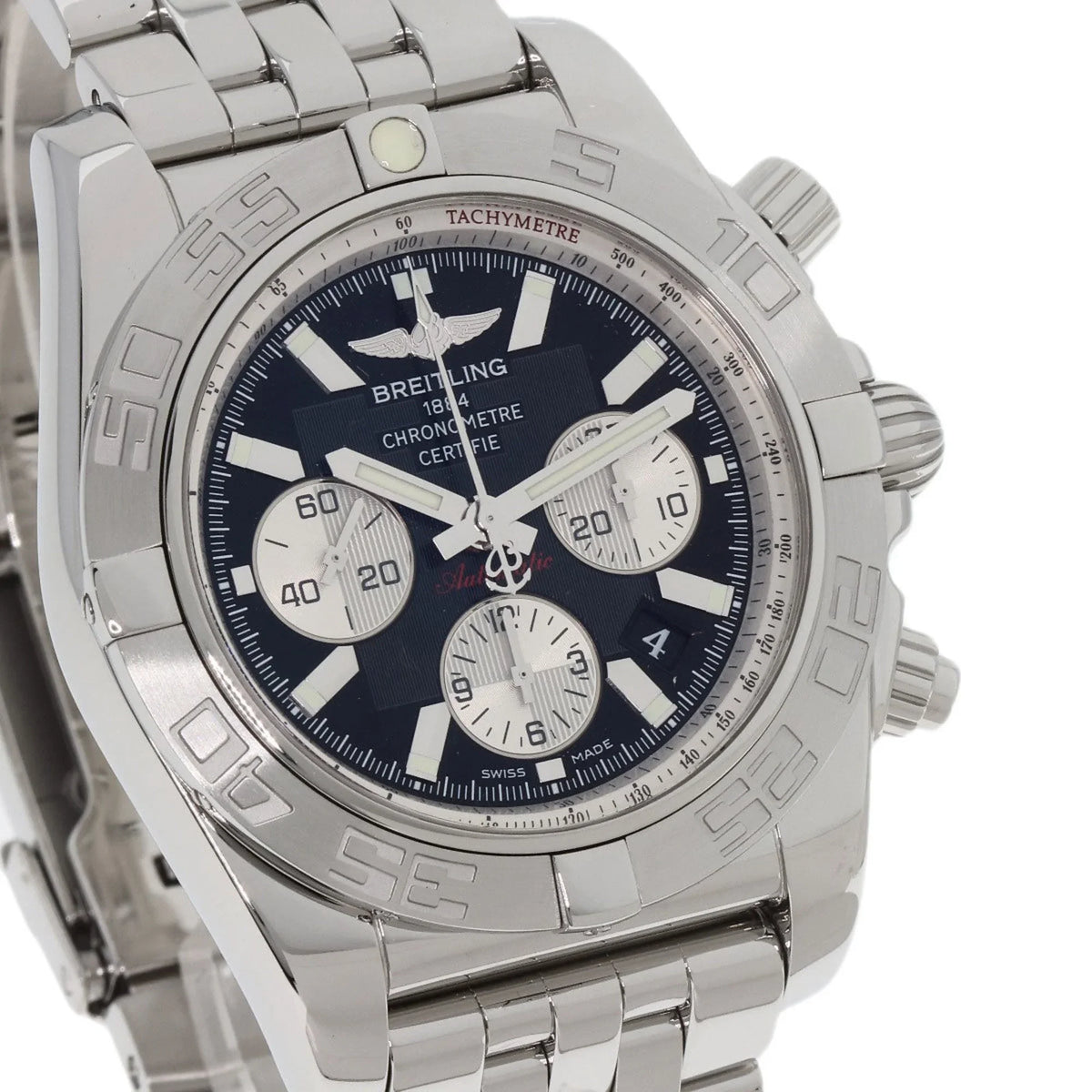 Chronomat Steel/SS BREITLING 44 Stainless Men's Pre-Owned Breitling Watch (Good) AB0110