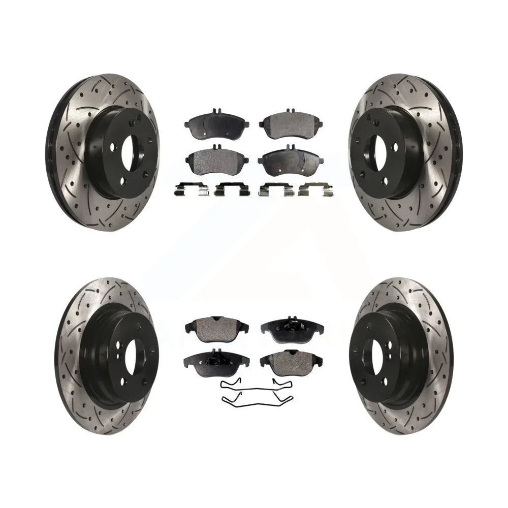 Disc Rotors Brake -Benz - C300 Coated For Kit C230 Semi-Metallic Slotted C250 Front And KDF-100354 Rear Transit Auto Pads Drilled