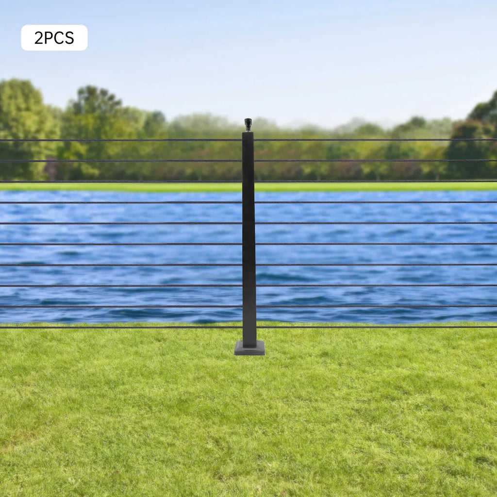 Stainless Two Square for 36''x2''x2'' Railing Sides Fence Concrete Post Level Pre-Drilled Cable Wood Railing Cable Steel Deck System Post Level