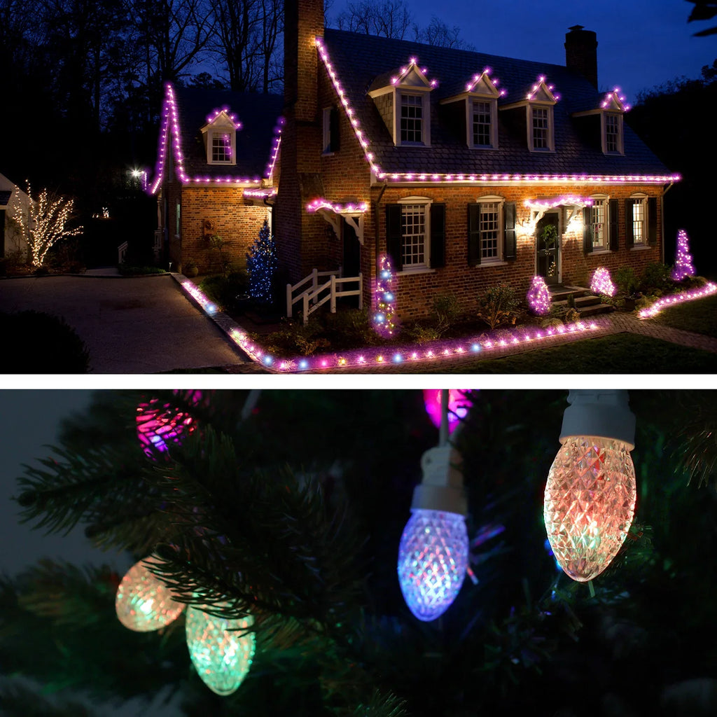 Changing Light 23ft Bulbs String C9 LED Color Lights Christmas Lights exterior, 20 Eva's Waterproof