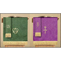 Reversible LC027 Pulpit Christian Supply with Church Scarf & Cross, Jacquard Green Brands Purple