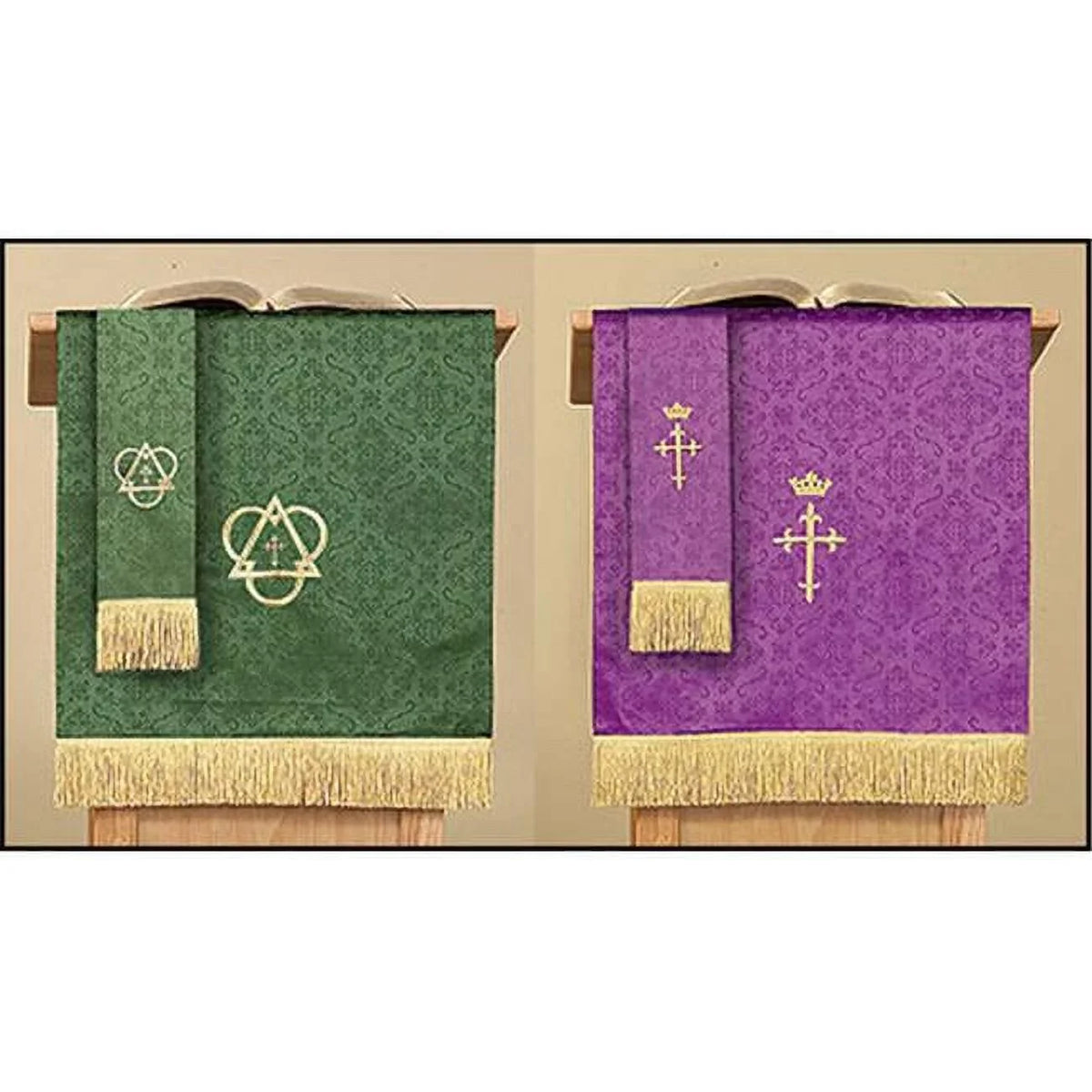 Reversible LC027 Pulpit Christian Supply with Church Scarf & Cross, Jacquard Green Brands Purple