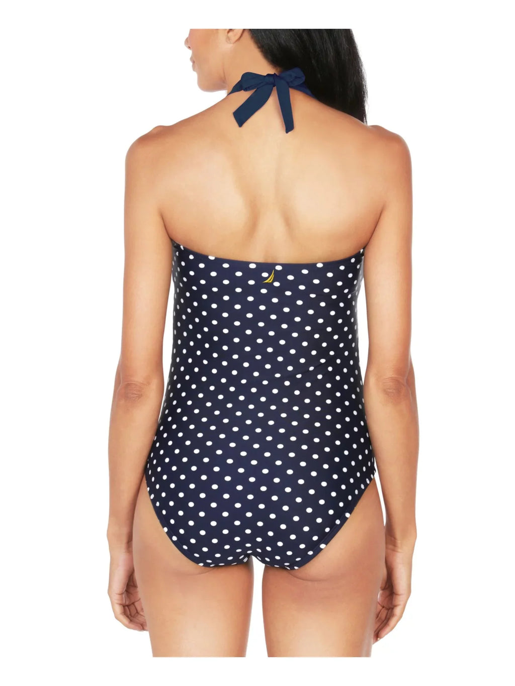 Swimsuit Control Fixed M Navy Dot Coverage Sweetheart Tie Cups One Stretch Tummy Women's Polka NAUTICA Moderate Piece