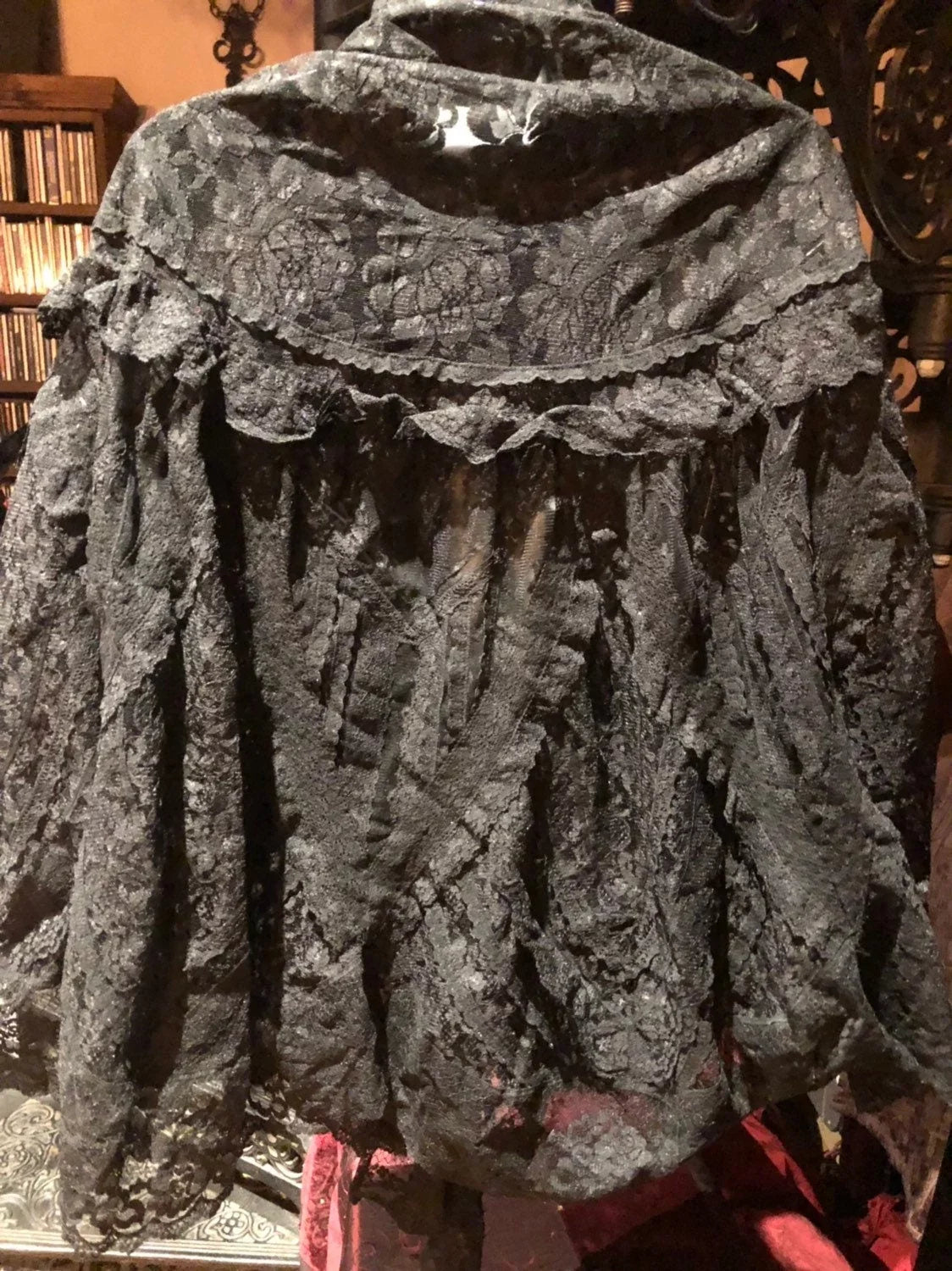 Victorian design Vintage Antique Black Summer Lace Coloered Scarf Wrap