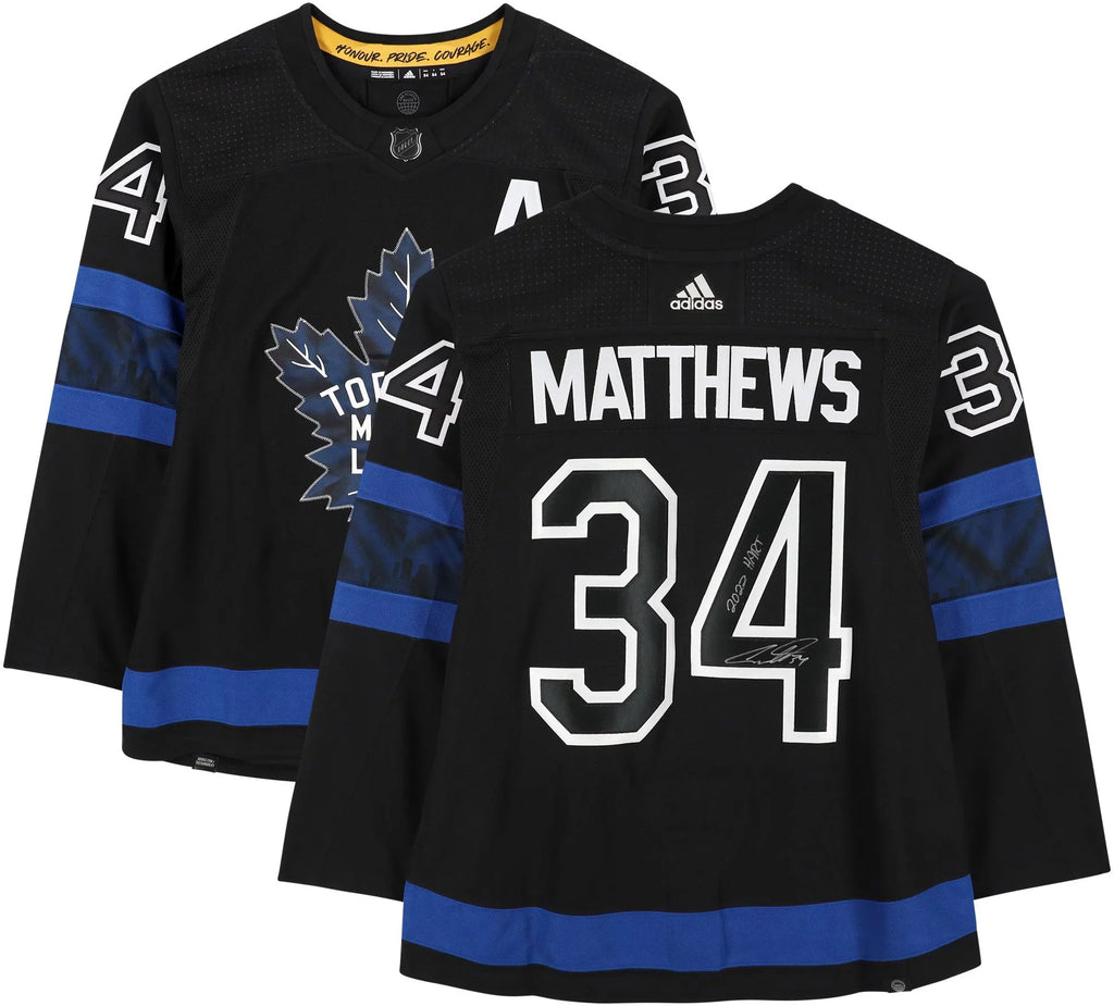 Maple Autographed Certified with Alternative - Matthews Leafs Inscription Trophy 2022 Hart" Fanatics Black Winner Hart "2022 Authentic Auston Toronto Authentic Jersey