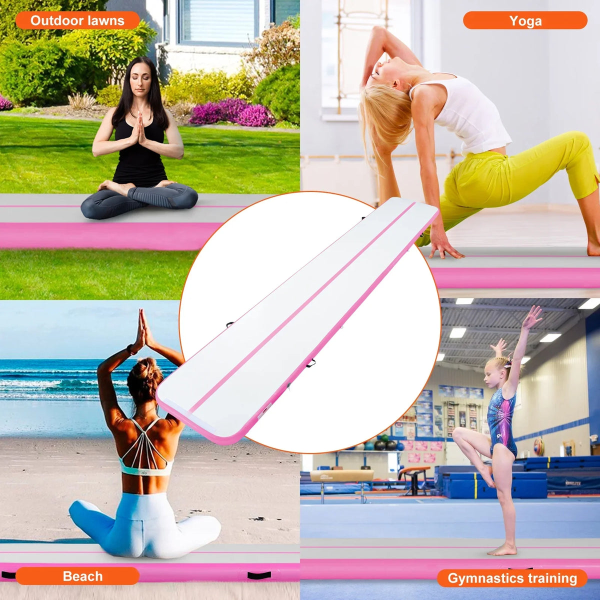with Mat Rail 20ft Inflatable Air SKYSHALO Fitness Pump Drum Gymnastics