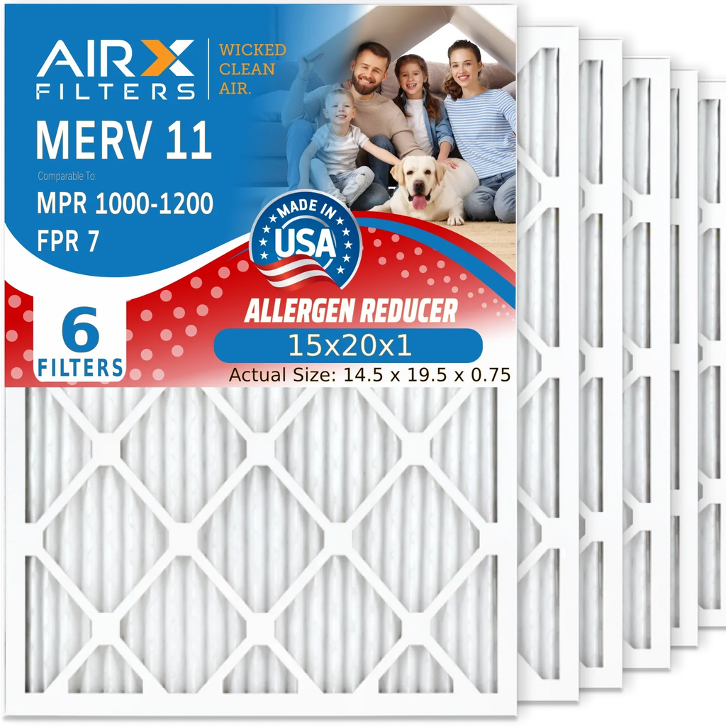MPR FPR 15x20x1 Made Electrostatic Filter to Filter AIRX 7 FILTERS AIR. Pack Pleated USA 15x20x1 HVAC 1000, Premium by Filters Air Air WICKED MPR CLEAN MERV 11 Comparable 1200 Furnace Conditioner 6 &