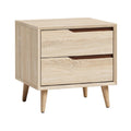 Modern Minimalist Wooden Nightstand with Two Drawers
