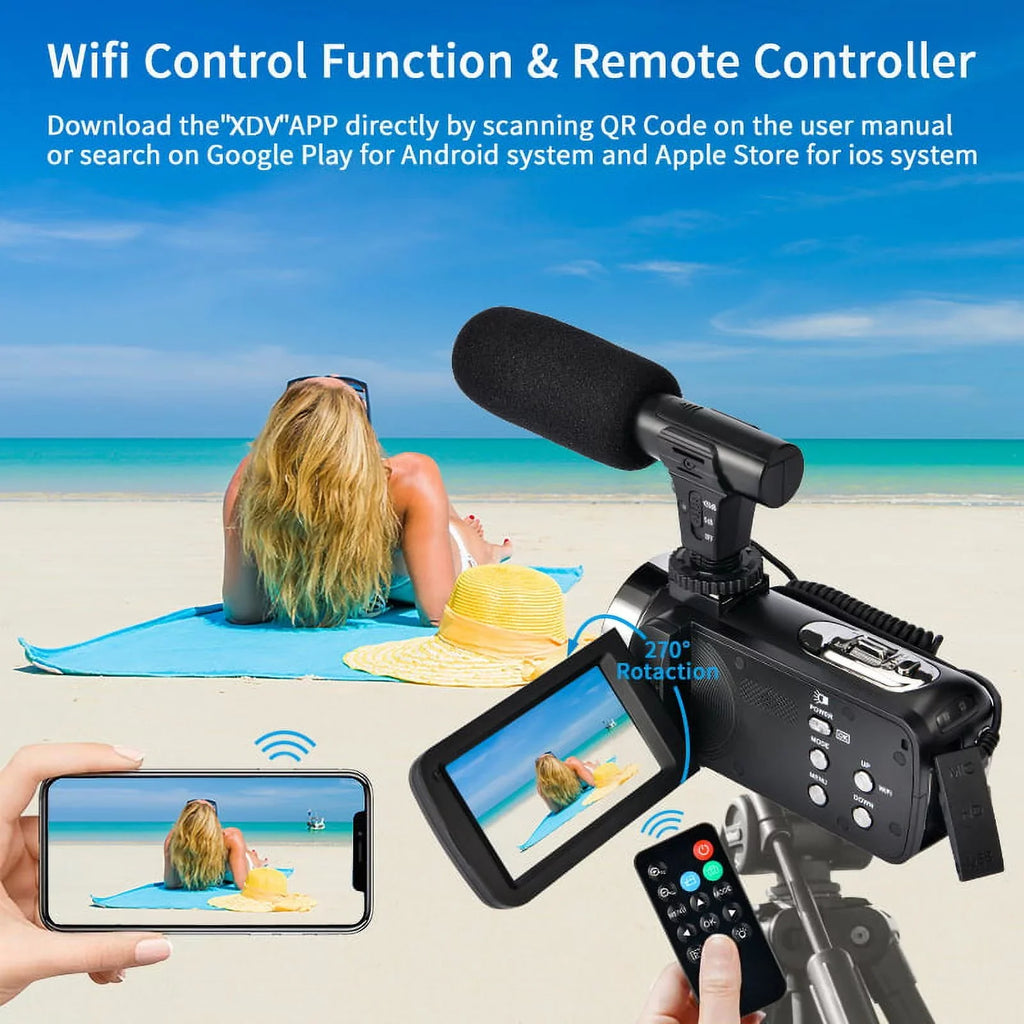 Youtube Screen Camera Camera Control 3.0" IPS Wifi 4K for Video Camera & Vlogging Camcorder 48MP Ultra Microphone HD Touch Remote Digital with