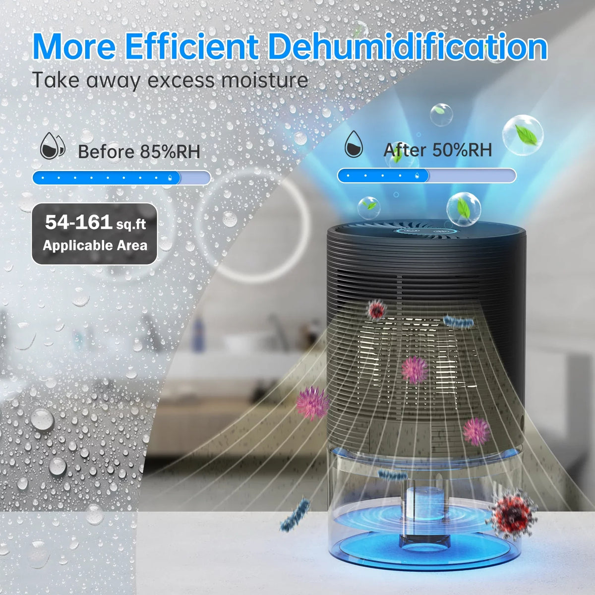 Dehumidifiers Bedroom for up Small with LED Light 215 sq.ft-Black Alrocket Auto-off,7 27oz Colors to
