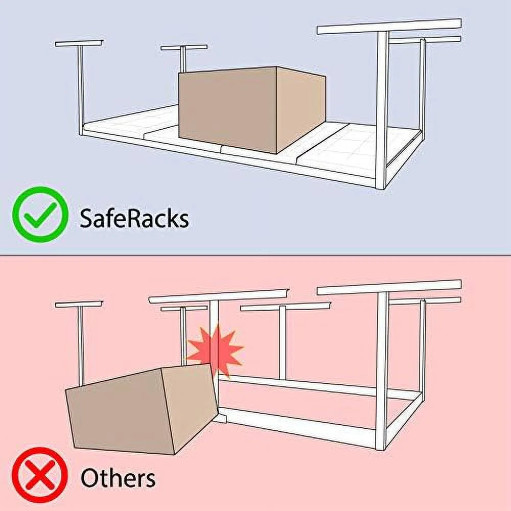 (white, - rack steel overhead storage rack 18"-33") pound garage 400 adjustable 2x8 height - overhead storage weight capacity