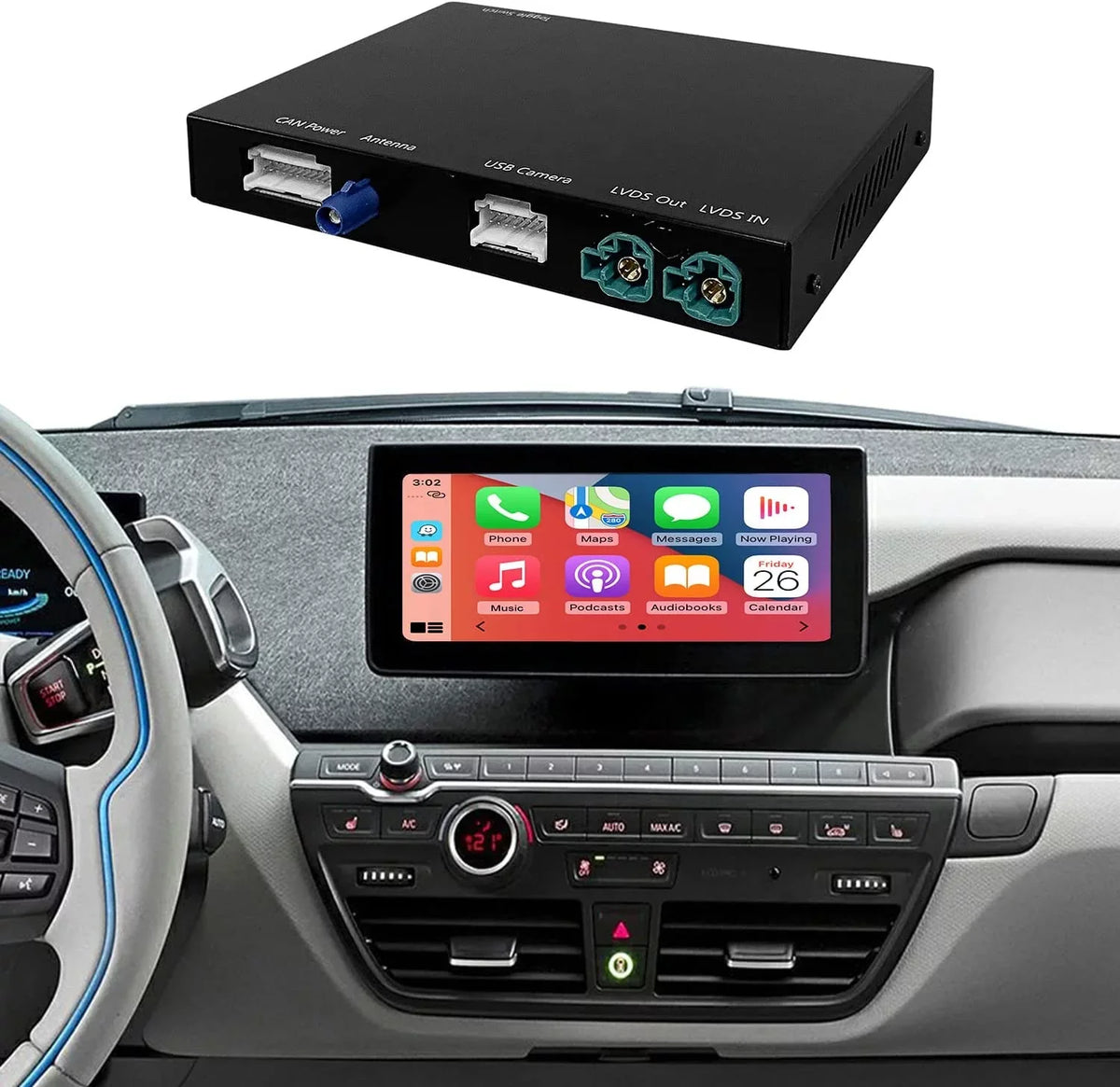 Reverse Support Auto, Wireless Mirrorlink, Kit Original Car Road Control Camera, Retrofit 2012-2017 NBT i3 Carplay Year, Knob Top System I01 for Android Decoder